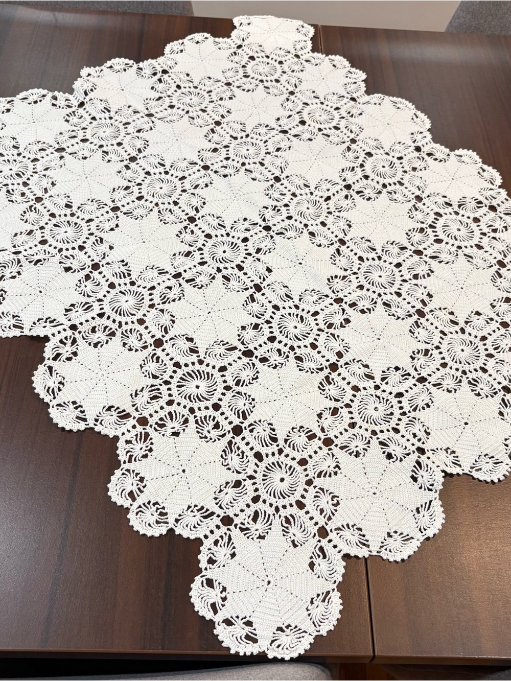 Handcrafted White Crochet Table Runner - Classic Home Dining Accent